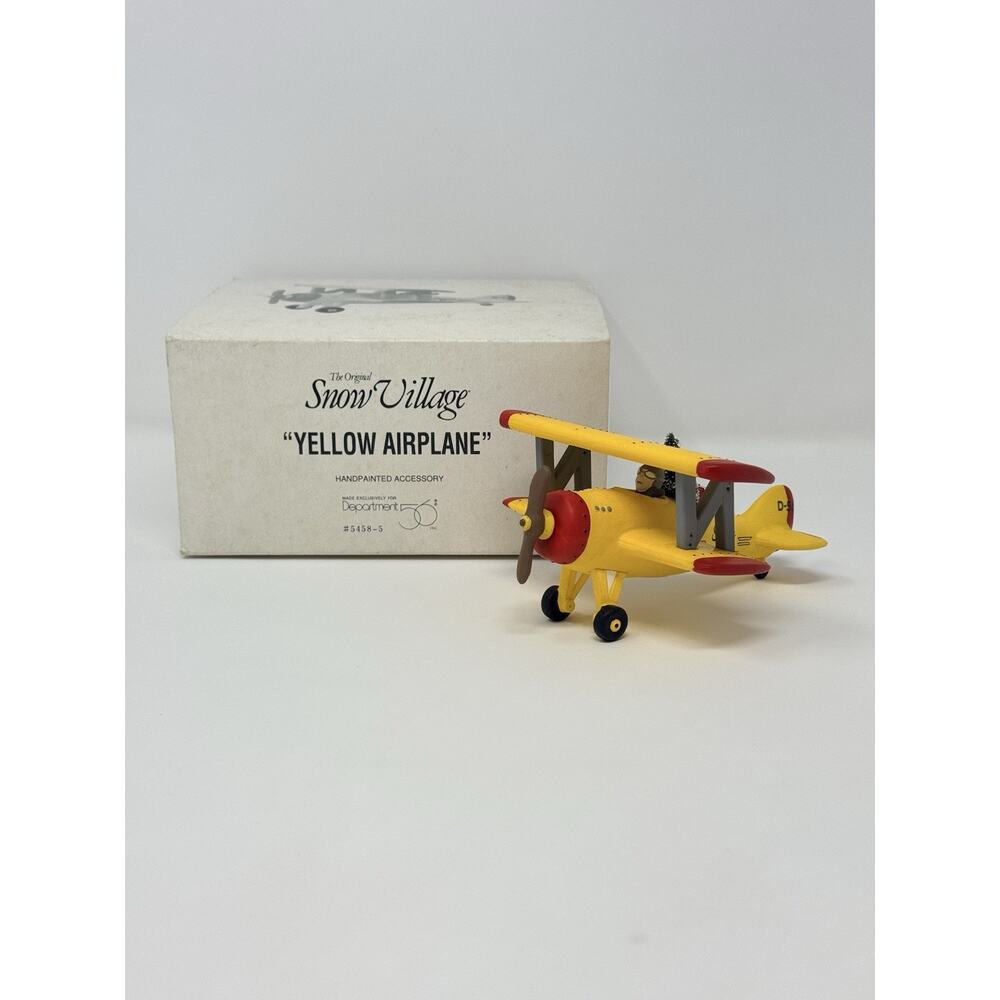 Department 56 Snow Village Yellow Airplane #5458-5 Boxed